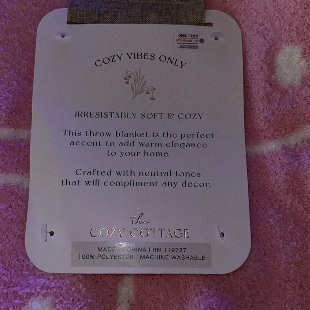 Cozy Cottage Pink Smiley Face Knitted Throw